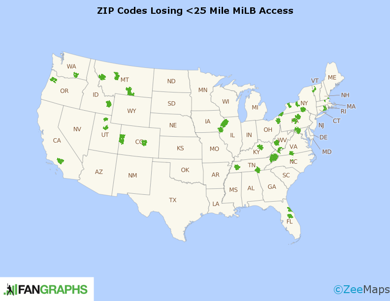 Closest Minor League Baseball Team by County : r/MapPorn