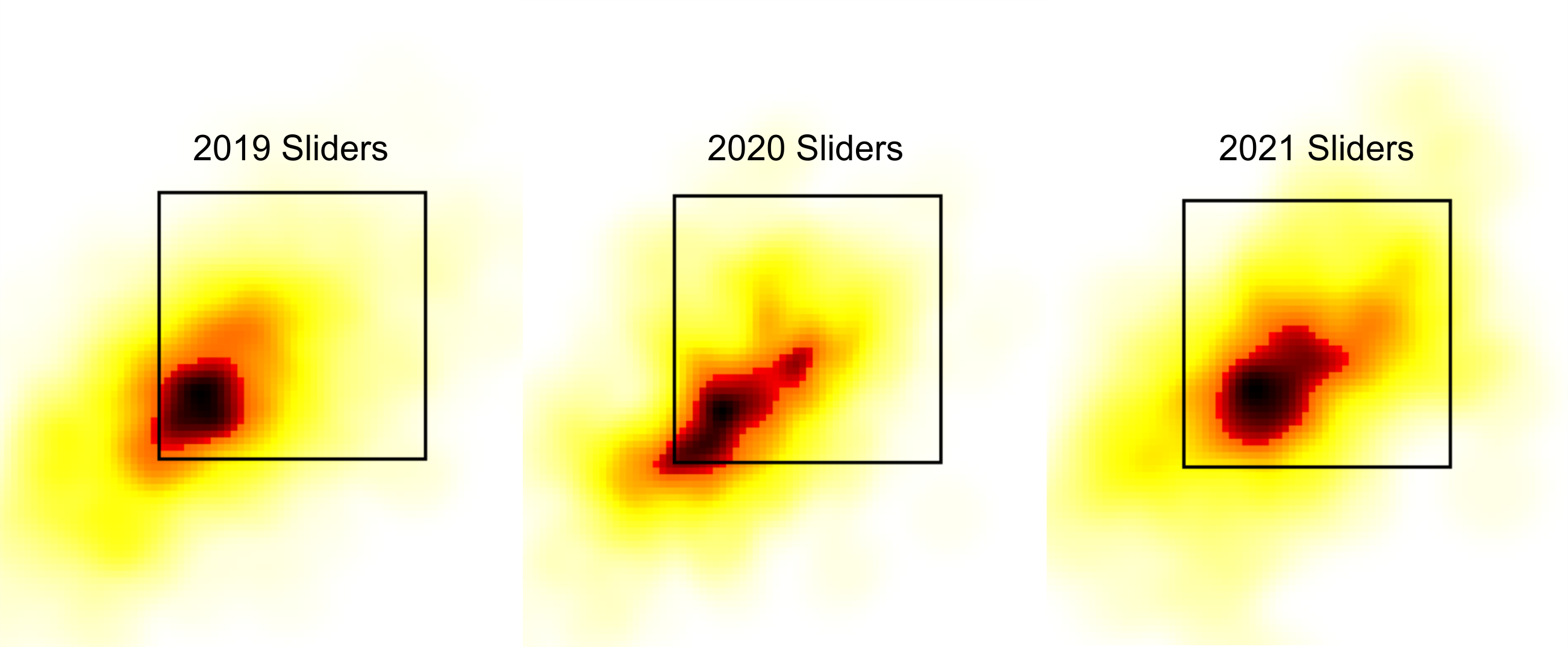 Maeda slider heat map shows his current slider ending up in the middle of the zone more often. 