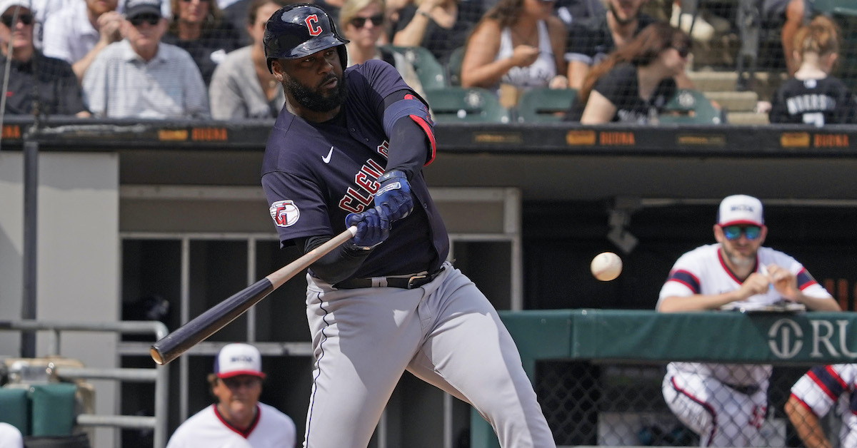 Guardians' Franmil Reyes works with Juan Soto on plate discipline