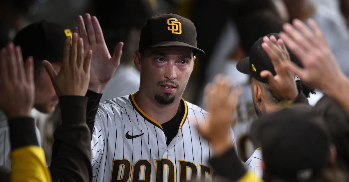 6/22/2023 SD at SF Blake Snell Game-Used Road Alternate Tan Jersey 4th Win  of 2023; MLB Authenticated