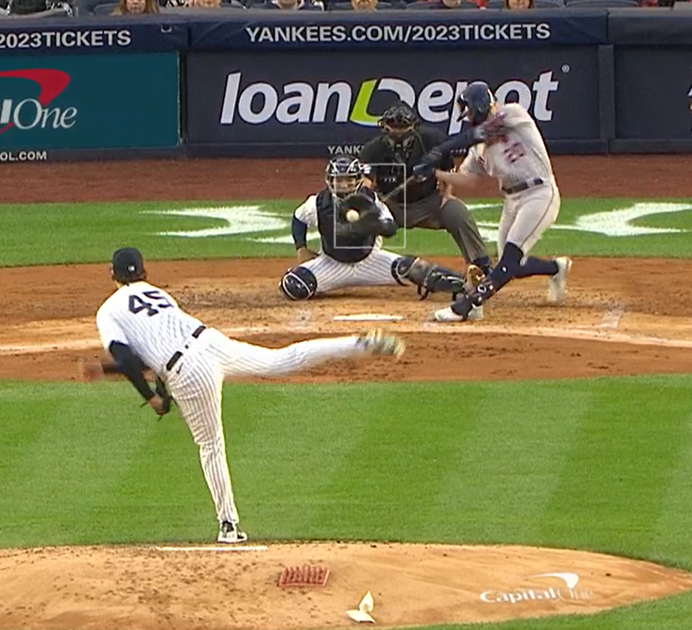 Chas McCormick Points to His Twin After Homer Shocking Yankee