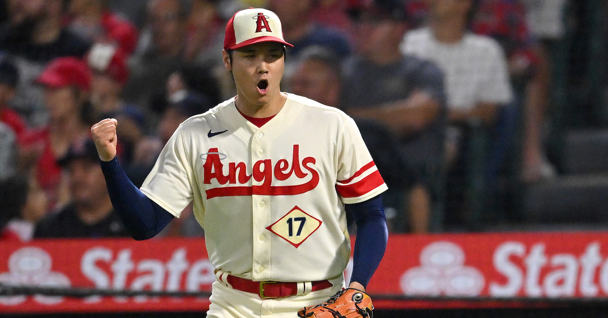 Texas Rangers right-hander Yu Darvish (L) chats with Nippon Ham Fighters  two-way player Shohei