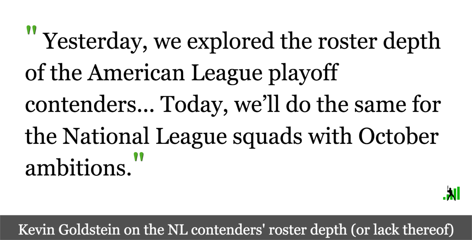 Testing the Depth The National League FanGraphs Baseball