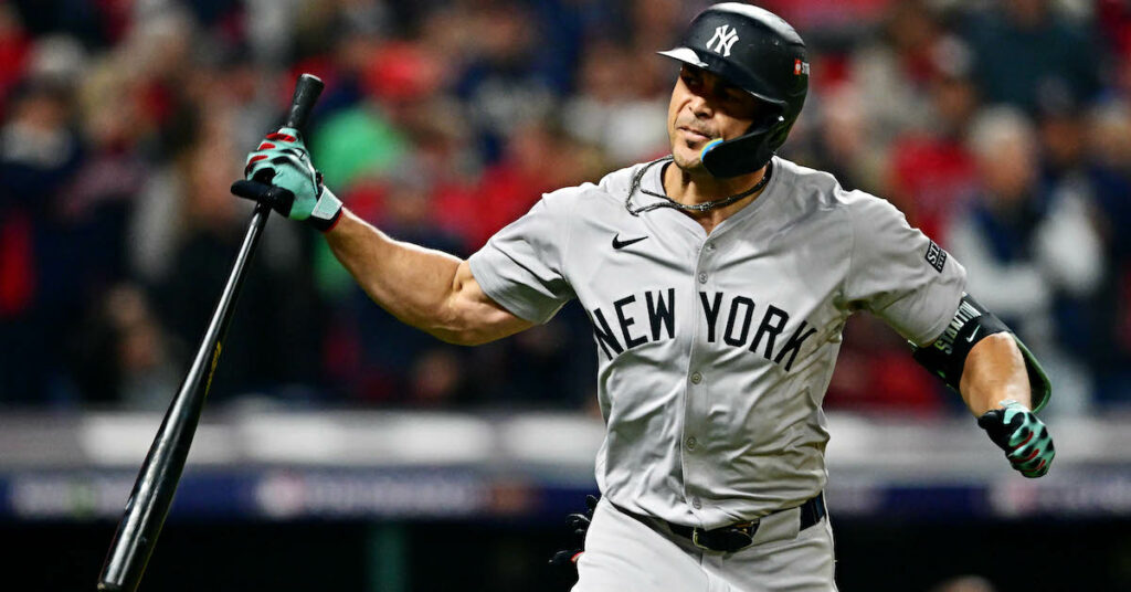 Return Of The Mighty Giancarlo Stanton FanGraphs Baseball Giancarlo Stanton Alcs Mvp 2024 1024x536